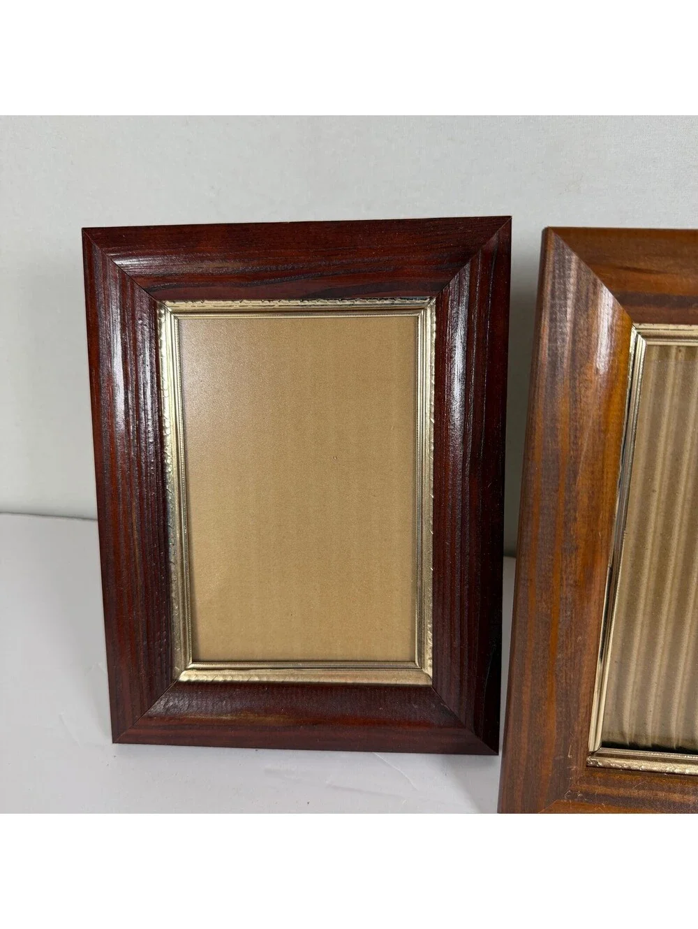 Set of 3 Wooden Tabletop Picture Frames Gold Trim Decor B-15